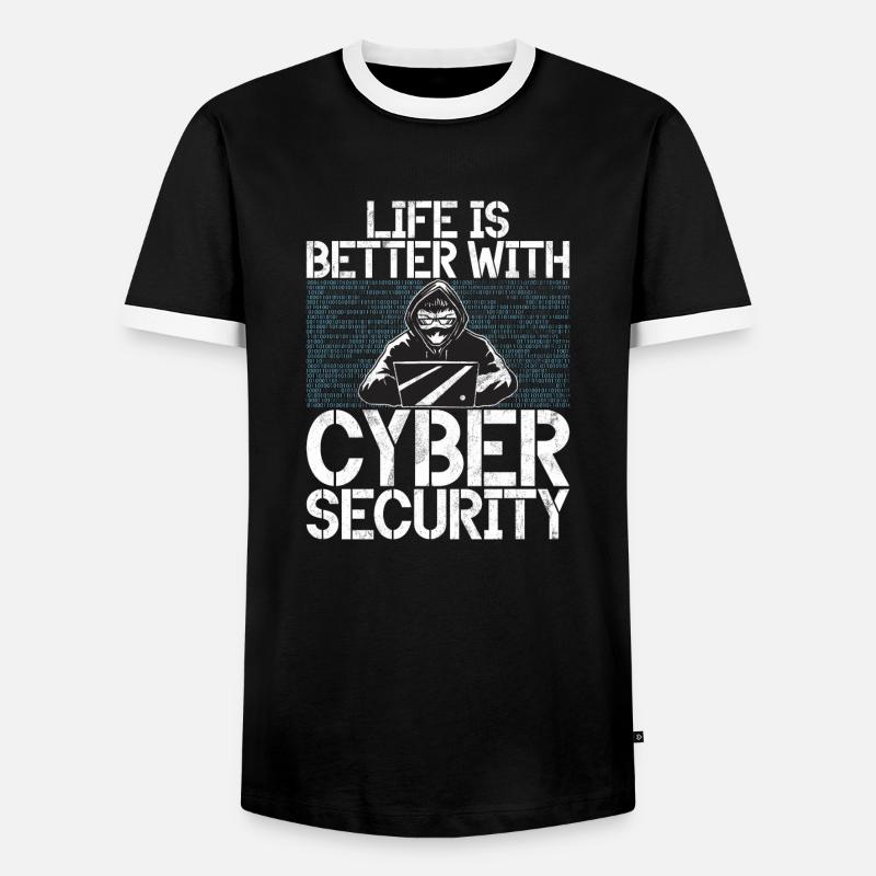 Cyber-sicherheits-hacker-hacking - Männer Kontrast-T-Shirt - Schwarz/Weiß