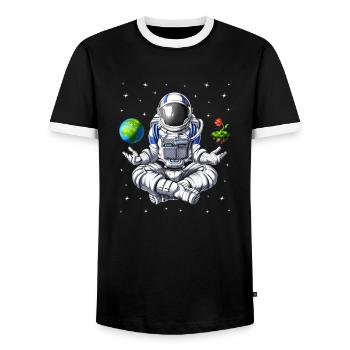 Méditation d’astronaute de l’espace - T-shirt contrasté Homme - noir/blanc - Devant - AI Model Female 172 light (172cm) & AI Model Male 178 light (178cm)