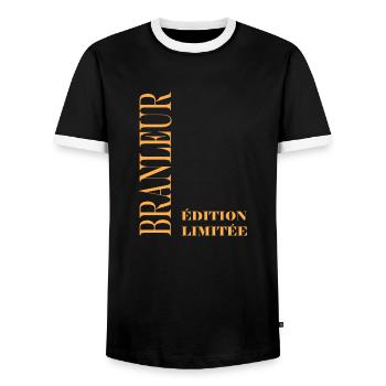 branleur - T-shirt contrasté Homme - noir/blanc - Devant - AI Model Female 172 light (172cm) & AI Model Male 178 light (178cm)