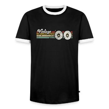 Retro-Geburtstag geboren im Jahr 2000 Slogan Phrase Zitat - Männer Kontrast-T-Shirt - Schwarz/Weiß - Vorne - AI Model Female 172 light (172cm) & AI Model Male 178 light (178cm)
