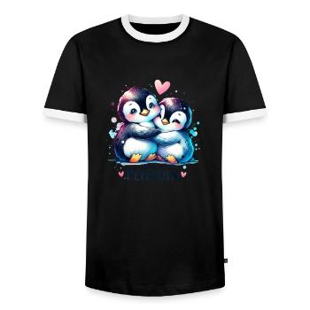 You are my Pinguin Zwei Süße kuschelnde Pinguine - Männer Kontrast-T-Shirt - Schwarz/Weiß - Vorne - AI Model Female 172 light (172cm) & AI Model Male 178 light (178cm)