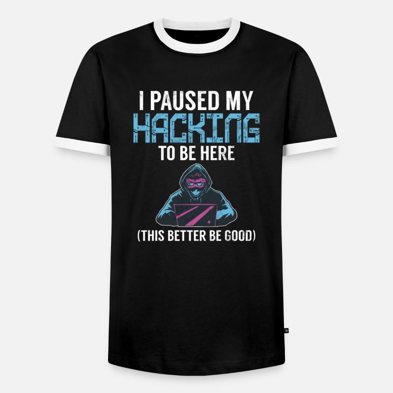 Cyber-sicherheits-hacker-hacking - Männer Kontrast-T-Shirt - Schwarz/Weiß