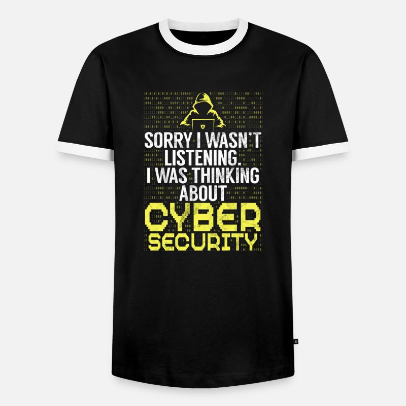 Cyber security hacker hacking - Men's Ringer Shirt - black/white