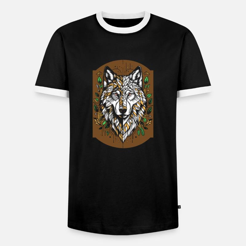 Wolf Geometrisch Polygon Wolf - Männer Kontrast-T-Shirt - Schwarz/Weiß