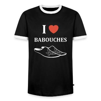 Hausschuhe Humor - Männer Kontrast-T-Shirt - Schwarz/Weiß - Vorne - AI Model Female 172 light (172cm) & AI Model Male 178 light (178cm)