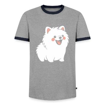 Spitz - Männer Kontrast-T-Shirt - Grau/Navy  - Vorne - AI Model Female 172 light (172cm) & AI Model Male 178 light (178cm)