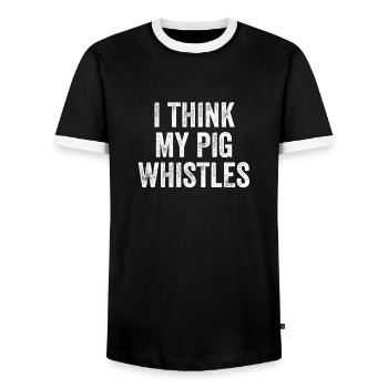 I Thinks My Pig Whistles Denglish - Men's Ringer Shirt - black/white - Front - AI Model Female 172 light (172cm) & AI Model Male 178 light (178cm)