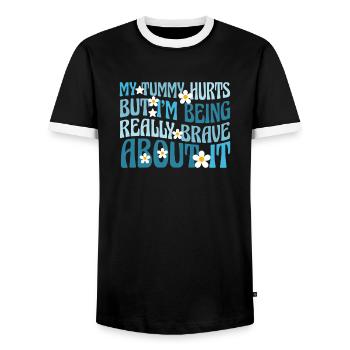My Tummy Hurts But I'm Being Really - Men's Ringer Shirt - black/white - Front - AI Model Female 172 light (172cm) & AI Model Male 178 light (178cm)