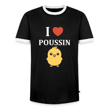 Humour bébé poussin - T-shirt contrasté Homme - noir/blanc - Devant - AI Model Female 172 light (172cm) & AI Model Male 178 light (178cm)