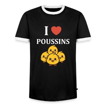 Humour bébé poussin - T-shirt contrasté Homme - noir/blanc - Devant - AI Model Female 172 light (172cm) & AI Model Male 178 light (178cm)