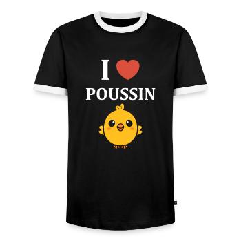 Humour bébé poussin - T-shirt contrasté Homme - noir/blanc - Devant - AI Model Female 172 light (172cm) & AI Model Male 178 light (178cm)