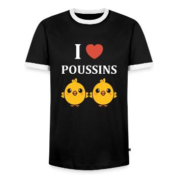 Humour bébé poussin - T-shirt contrasté Homme - noir/blanc - Devant - AI Model Female 172 light (172cm) & AI Model Male 178 light (178cm)