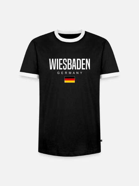 Wiesbaden - Männer Kontrast-T-Shirt - Schwarz/Weiß