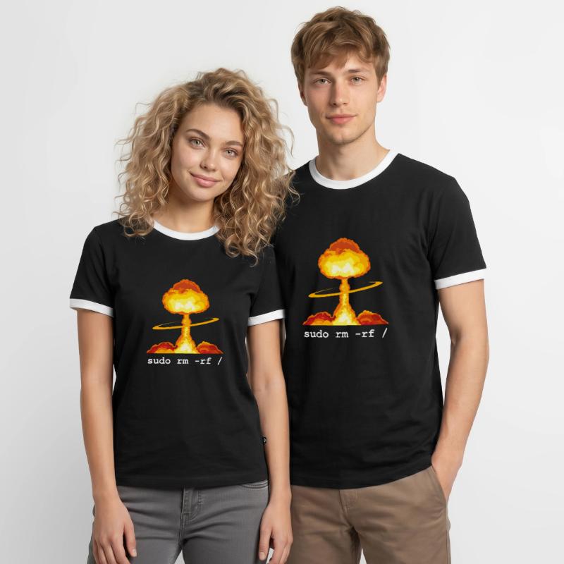 Linux Funny Linux Command Sudo RM RF pour Homme T-shirt contrasté Homme