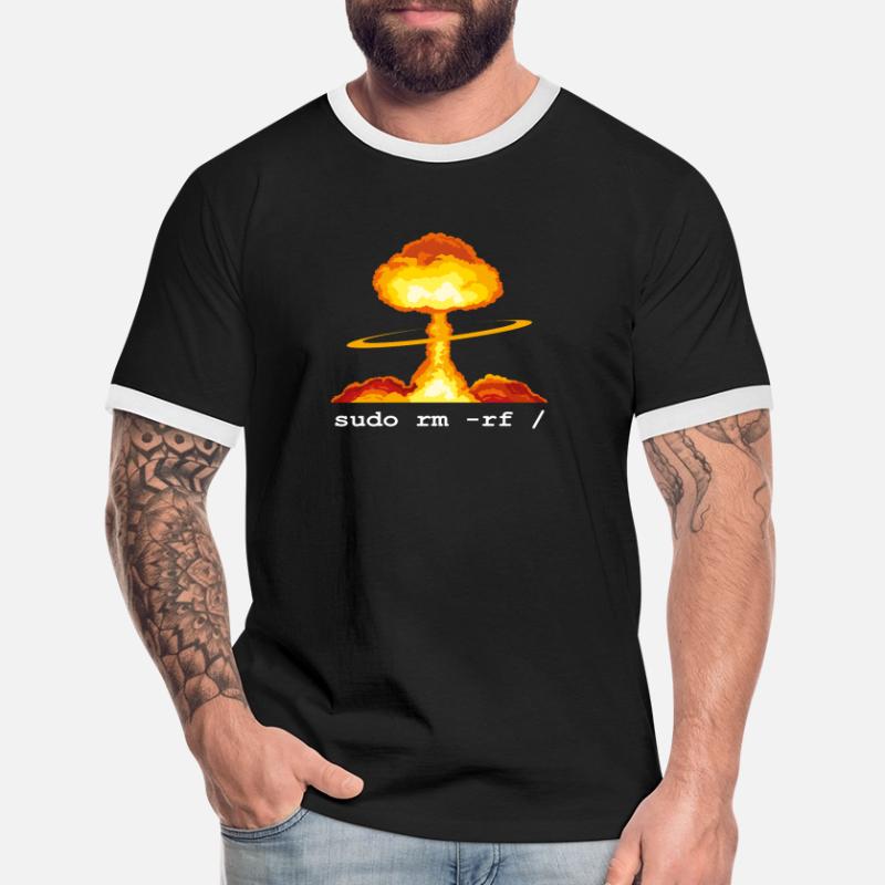 Linux Funny Linux Command Sudo RM RF pour Homme T-shirt contrasté Homme