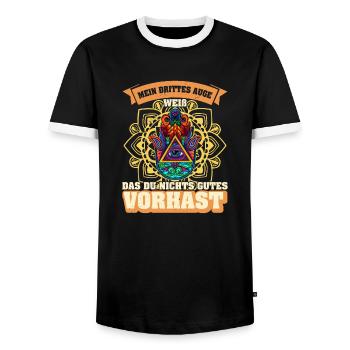 Hindu Yoga Symbol Hamsa Eye Meditation - Männer Kontrast-T-Shirt - Schwarz/Weiß - Vorne - AI Model Female 172 light (172cm) & AI Model Male 178 light (178cm)