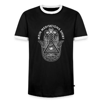 Hamsa Eye Talisman Fluchschutz Yoga Hindu - Männer Kontrast-T-Shirt - Schwarz/Weiß - Vorne - AI Model Female 172 light (172cm) & AI Model Male 178 light (178cm)