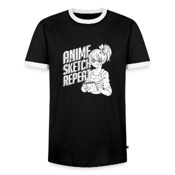 Anime Manga Anime Fille - T-shirt contrasté Homme - noir/blanc - Devant - AI Model Female 172 light (172cm) & AI Model Male 178 light (178cm)