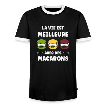 macarons - T-shirt contrasté Homme - noir/blanc - Devant - AI Model Female 172 light (172cm) & AI Model Male 178 light (178cm)