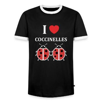 Citation Humour Petite coccinelle - T-shirt contrasté Homme - noir/blanc - Devant - AI Model Female 172 light (172cm) & AI Model Male 178 light (178cm)
