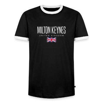 Milton Keynes Vereinigtes Königreich - Männer Kontrast-T-Shirt - Schwarz/Weiß - Vorne - AI Model Female 172 light (172cm) & AI Model Male 178 light (178cm)