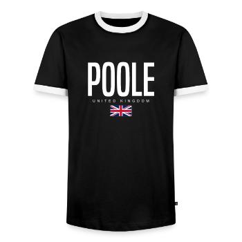 Poole England Großbritannien - Männer Kontrast-T-Shirt - Schwarz/Weiß - Vorne - AI Model Female 172 light (172cm) & AI Model Male 178 light (178cm)