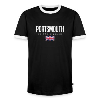 Portsmouth England Großbritannien - Männer Kontrast-T-Shirt - Schwarz/Weiß - Vorne - AI Model Female 172 light (172cm) & AI Model Male 178 light (178cm)