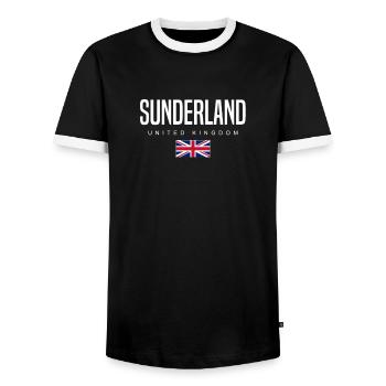 Sunderland England Großbritannien - Männer Kontrast-T-Shirt - Schwarz/Weiß - Vorne - AI Model Female 172 light (172cm) & AI Model Male 178 light (178cm)