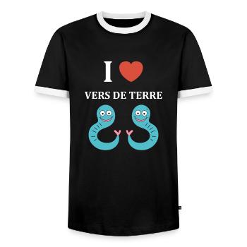 Humour ver de terre - T-shirt contrasté Homme - noir/blanc - Devant - AI Model Female 172 light (172cm) & AI Model Male 178 light (178cm)