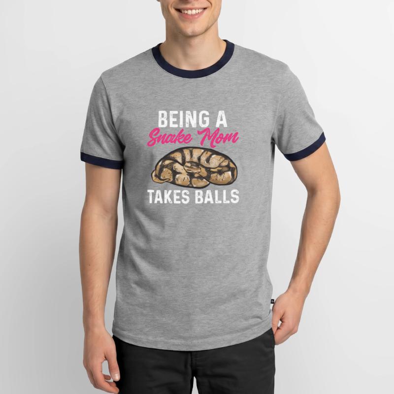 Ball Python Schlange Königspython Männer Kontrast-T-Shirt