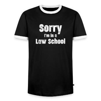 I'm sorry that I was in a - Men's Ringer Shirt - black/white - Front - AI Model Female 172 light (172cm) & AI Model Male 178 light (178cm)