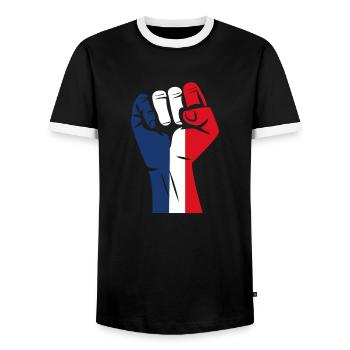 France patriote - T-shirt contrasté Homme - noir/blanc - Devant - AI Model Female 172 light (172cm) & AI Model Male 178 light (178cm)