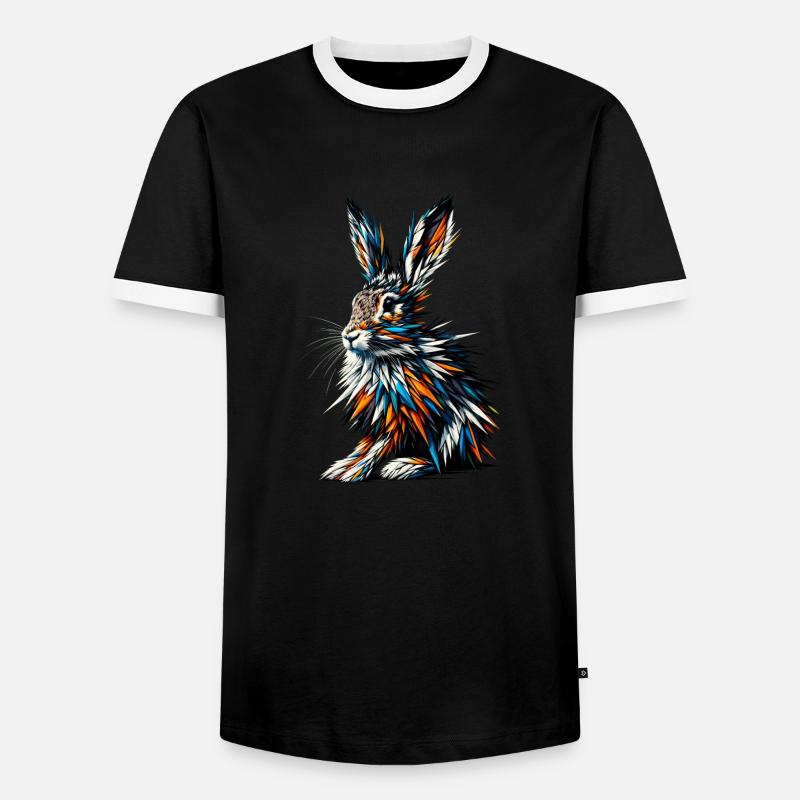 Polygon Art Jackrabbit Jackrabbits - Men's Ringer Shirt - black/white