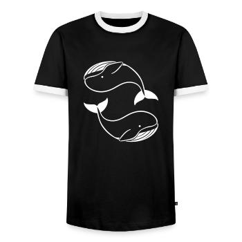 Baby Whale - Men's Ringer Shirt - black/white - Front - AI Model Female 172 light (172cm) & AI Model Male 178 light (178cm)