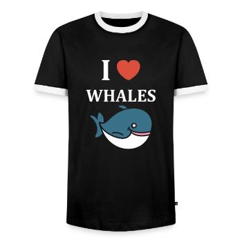 Baleines bleu Amour baleine - T-shirt contrasté Homme - noir/blanc - Devant - AI Model Female 172 light (172cm) & AI Model Male 178 light (178cm)