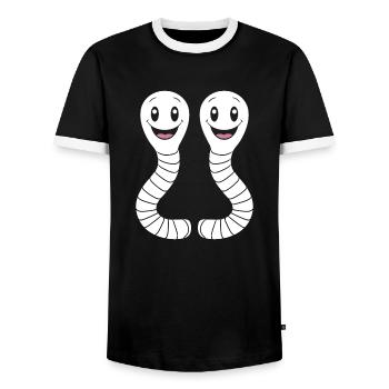 Humour ver de terre - T-shirt contrasté Homme - noir/blanc - Devant - AI Model Female 172 light (172cm) & AI Model Male 178 light (178cm)