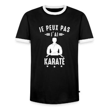 Ich kann nicht Karate Karate Karateka - Männer Kontrast-T-Shirt - Schwarz/Weiß - Vorne - AI Model Female 172 light (172cm) & AI Model Male 178 light (178cm)