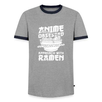 Bol de Ramen Manga Anime - T-shirt contrasté Homme - gris/marine  - Devant - AI Model Female 172 light (172cm) & AI Model Male 178 light (178cm)