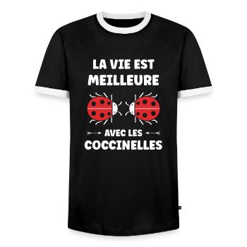 amour Coccinelle - T-shirt contrasté Homme - noir/blanc - Devant - AI Model Female 172 light (172cm) & AI Model Male 178 light (178cm)