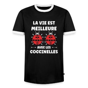 amour Coccinelle - T-shirt contrasté Homme - noir/blanc - Devant - AI Model Female 172 light (172cm) & AI Model Male 178 light (178cm)
