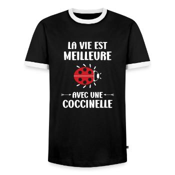 amour Coccinelle - T-shirt contrasté Homme - noir/blanc - Devant - AI Model Female 172 light (172cm) & AI Model Male 178 light (178cm)