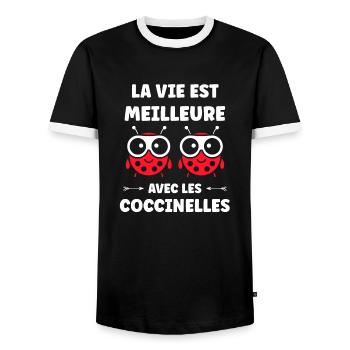 amour Coccinelle - T-shirt contrasté Homme - noir/blanc - Devant - AI Model Female 172 light (172cm) & AI Model Male 178 light (178cm)