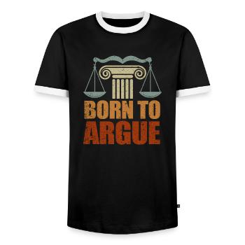 Né pour plaider Judge Advocate Attorney - T-shirt contrasté Homme - noir/blanc - Devant - AI Model Female 172 light (172cm) & AI Model Male 178 light (178cm)