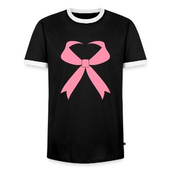 Breast Cancer Awareness - Men's Ringer Shirt - black/white - Front - AI Model Female 172 light (172cm) & AI Model Male 178 light (178cm)