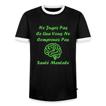 sensibilisation santé mentale - T-shirt contrasté Homme - noir/blanc - Devant - AI Model Female 172 light (172cm) & AI Model Male 178 light (178cm)