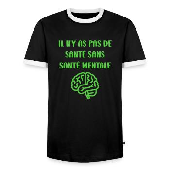 sensibilisation santé mentale - T-shirt contrasté Homme - noir/blanc - Devant - AI Model Female 172 light (172cm) & AI Model Male 178 light (178cm)