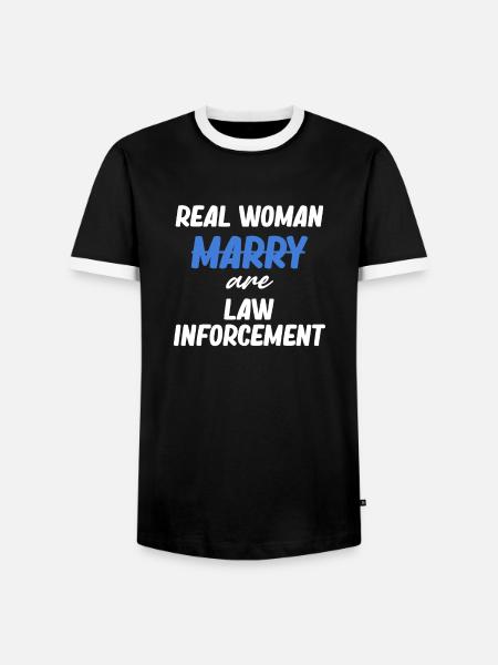 Echte Frauen Sind Strafverfolgungs-, - Männer Kontrast-T-Shirt - Schwarz/Weiß