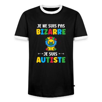 Je ne suis pas bizarre je suis autiste - T-shirt contrasté Homme - noir/blanc - Devant - AI Model Female 172 light (172cm) & AI Model Male 178 light (178cm)