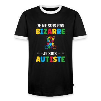 Je ne suis pas bizarre je suis autiste - T-shirt contrasté Homme - noir/blanc - Devant - AI Model Female 172 light (172cm) & AI Model Male 178 light (178cm)