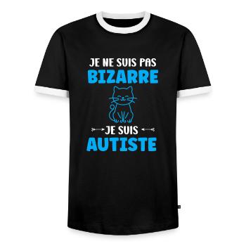 Je ne suis pas bizarre je suis autiste - T-shirt contrasté Homme - noir/blanc - Devant - AI Model Female 172 light (172cm) & AI Model Male 178 light (178cm)